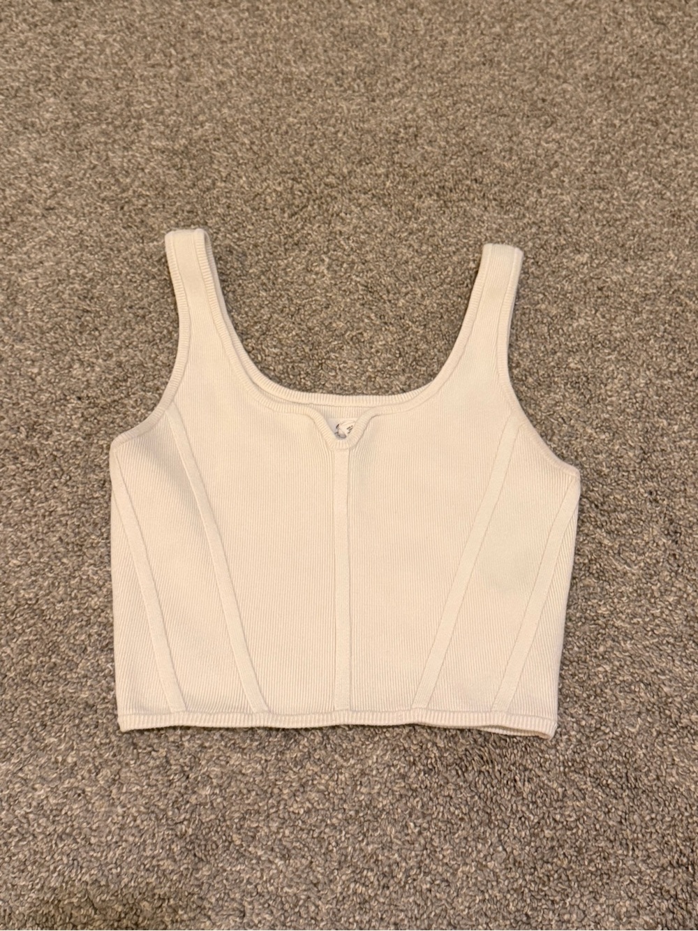 Aerie Women’s Cream Ribbed Corset Crop Tank Top Size M